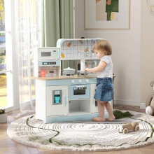 AIYAPLAY Toy Kitchen, Pretend Role Play Kitchen w/ Ice Maker, Microwave