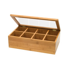 Lipper International Bamboo Wood Teerasia kirkkaalla kannella 8 lokeroa 12-1/2"""" x 7-1/2"""" x 3-5/8""""