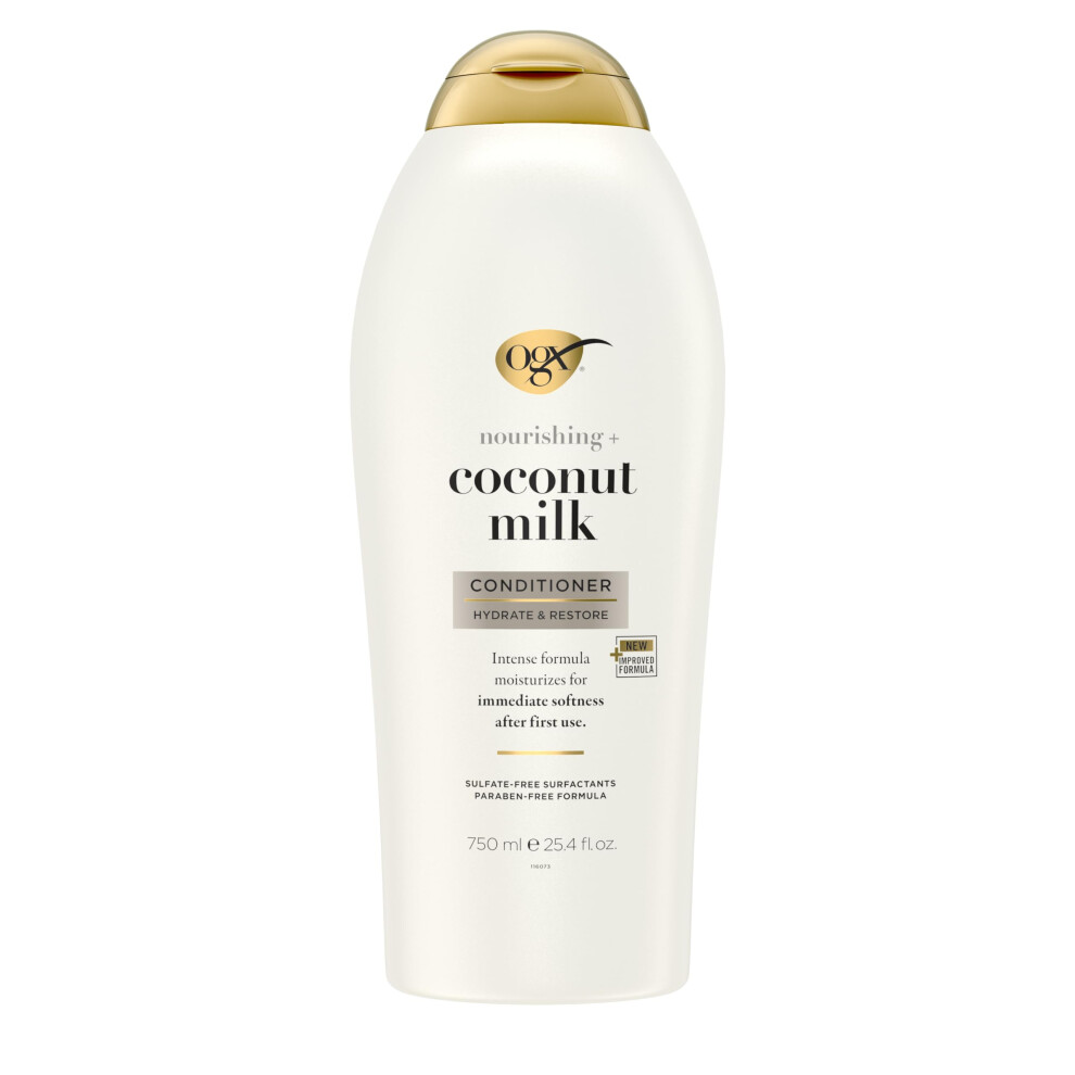 OGX Nourishing + Coconut Milk Conditioner  Hydrating & Restoring Conditioner Moisturizes for Soft Hair After the First Use  Paraben-Free  Sulfate-Free