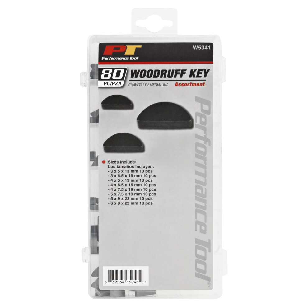 Performance Tool W5341 80Pc Woodruff Key Assortment Metric 039564159411