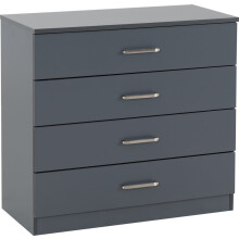 Dakota 4 Drawer Chest of Drawers Dark Grey Metal Drawer Runners and Handles