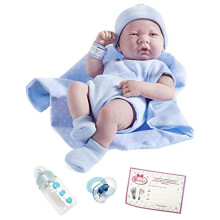 JC Toys Berenguer Boutique La Newborn 14 tuuman Life-Like oikea poikanukke 9 osainen lahjasetti sininen