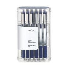 Penne gel TUL a scatto, punta media, 0,7 mm, corpo grigio, inchiostro blu, confezione da 12