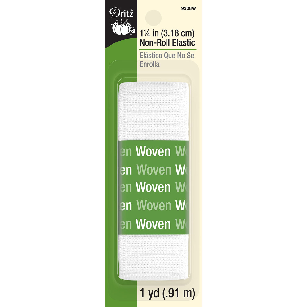 Dritz 9308W Elastico Intrecciato Antirotolo Bianco 1-1/4 Pollici Per 1 Iarda