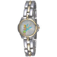 Montre Accutime Disney TK2020 pour femme, bracelet bicolore, cadran argent    soleill   , motif F   e Clochette