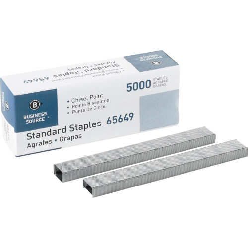 Business Source 65649 Standard Staples Chisel Point 210 Strip 5000/BX SR