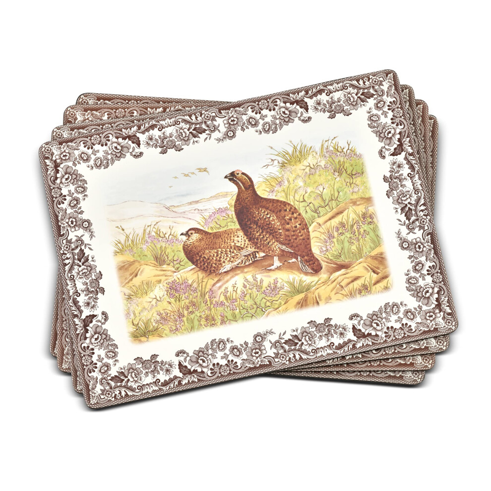 Pimpernel Spode Woodland collection Placemats  Set of 4  Heat Resistant Mats  cork-Backed Board  Hard Placemat Set for Dining Table  Measures 157A x 1