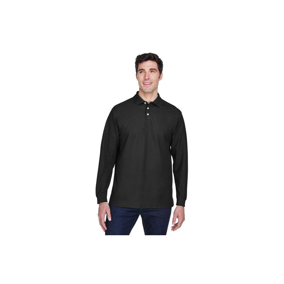 Herren Pima Piqu Langarm Polo - Schwarz - S (D0102H76WNP)-image