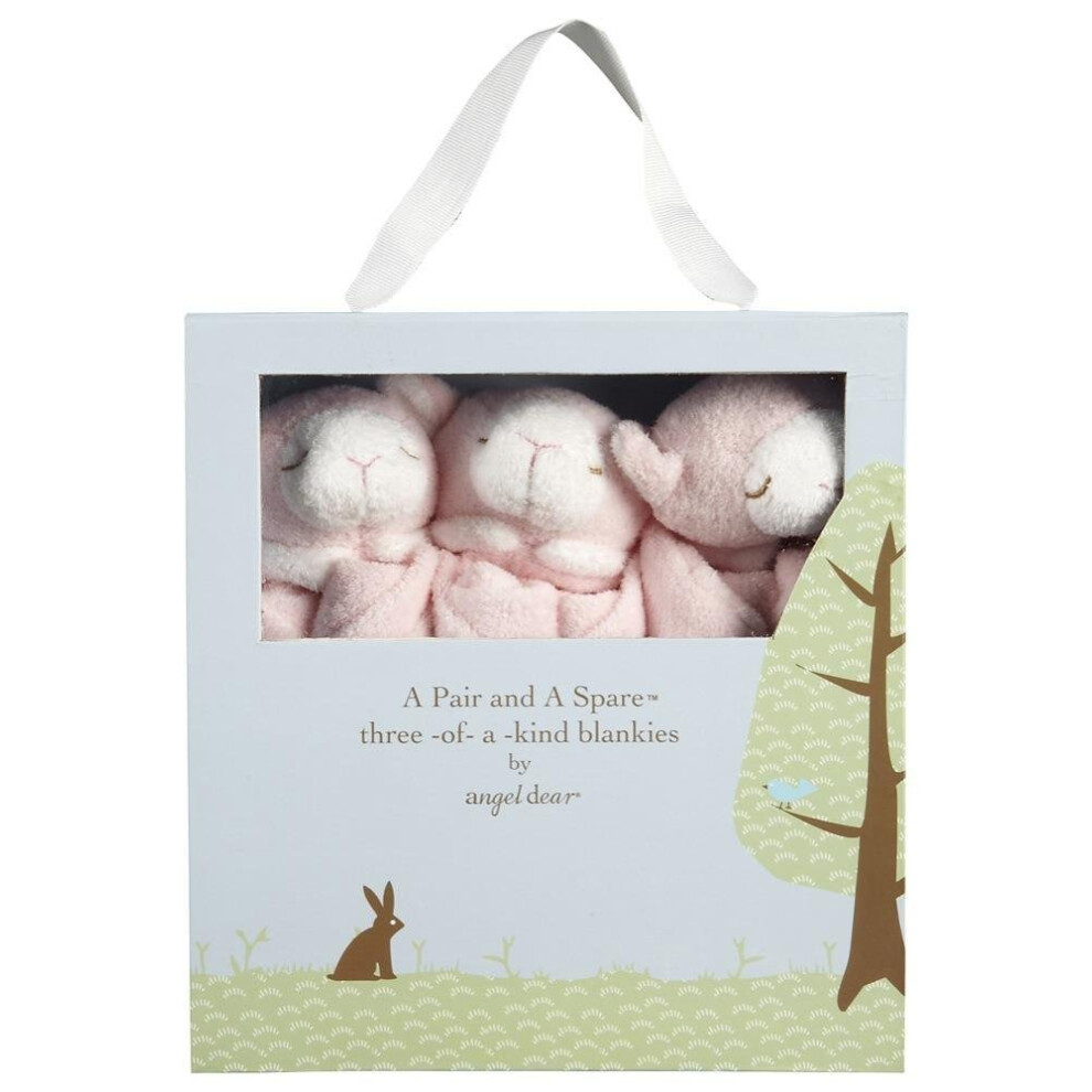 Angel Dear - Lot de 3 paires d'agneaux roses et d'une couverture de rechange
