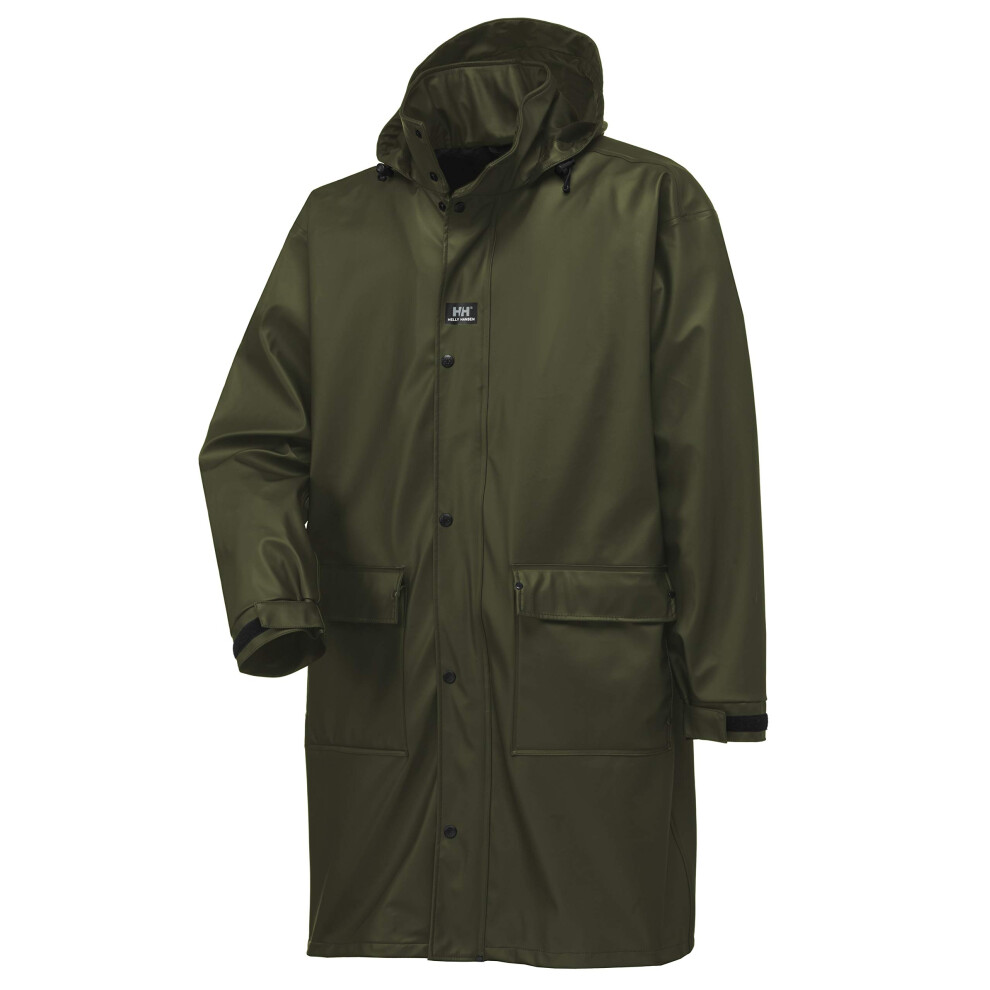 Helly-Hansen Workwear Impertech Long Waterproof Jackets for Men Made from Heavy-Duty Protective Stretch Polyurethane  Green Brown - Large