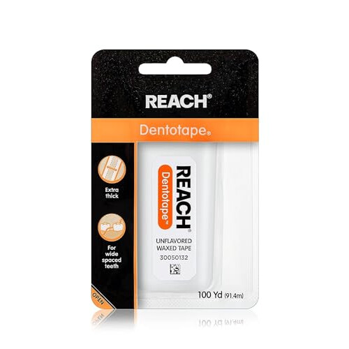 Reach Dentotape Κηρωμένο Οδοντικό Νήμα με Πλατιά Επιφάνεια Καθαρισμού για Μεγάλες Χώρες 1