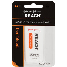 Reach Dentotape vokset tandtr?d med ekstra bred reng?ringsoverflade til store mellemrum mellem t?nderne Utilsat 100 yards (pakke med 3)