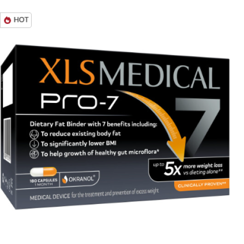 XLS Medical PRO-7 Weight Loss Pills - Up to 5X More Weight Loss vs Dieting Alone - 180 Capsules