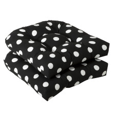 Pillow Perfect - Cojines de Asiento de Puntos de Polka (Redondeados), 19" x 19", Negro, 2 Pack