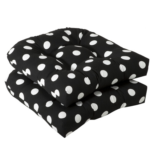 Pillow Perfect - Cuscini per Seduta Tufted a Pois (Retro), 19" x 19", Nero, 2 Pezzi