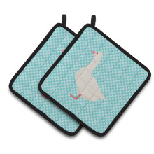 Caroline's Treasures Roman Goose Blue Check Decorated Pot Holder 7.5 x 7.5