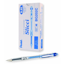 Pentel Arts Slicci 0,25 mm extra fijne gelpen blauwe inkt doos van 12 BG202-C
