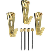OOK 50615 Professional Picture Hangers Art Hangers Padded Brass Reusable Picture Hooks 20lb (15 set)