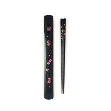 JapanBargain 3643 Portable Chopsticks with Case Reusable Chinese Korean Japanese Bamboo Travel Chop Sticks Utensil Dishwasher Safe Made in Japan Sak