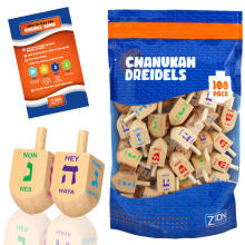 Zion Judaica Bulk Pack Trä Dreidlar Medium Bulk-Pack Hanukkah Dreidlar i Ziplock-väska