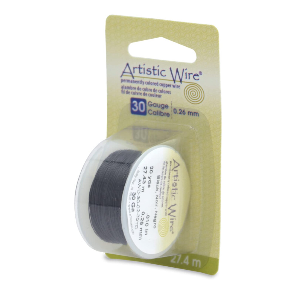 Fil De Cuivre Color Artistic Wire, Calibre 30 / 0,26 Mm, R Sistant Au Ternissement, Noir, 27,4 M-image