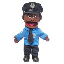 14"""" Politieagent zwarte mannelijke handpop
