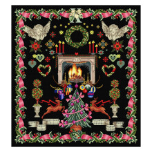 Thea Gouverneur - Kit de ponto cruzado contado - Design de Natal - Aida Black - 18 contagem - Kit de bordado para adultos - fios de bordado DMC e