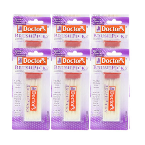 Doctor's BrushPicks Interdental Tandstickor | 120-Stift per förpackning | (6-Pack)