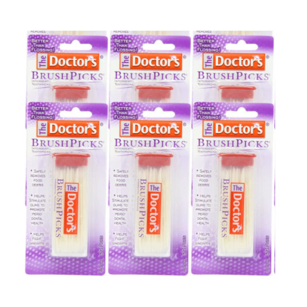 Doktorov The Doctor's Brushpicks Interdental Toothpicks | 120-Picks Per Pack | 6-Pack