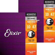 Zestaw 2 strun do gitary akustycznej Elixir Nanoweb Extra Light