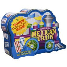 Puremco Mexicaanse trein Dubbel 12 professionele dominostenen met bonusspel Chickenfoot inbegrepen Reisblik Bordspel 91 tegels Uitdagend leuk spel voo