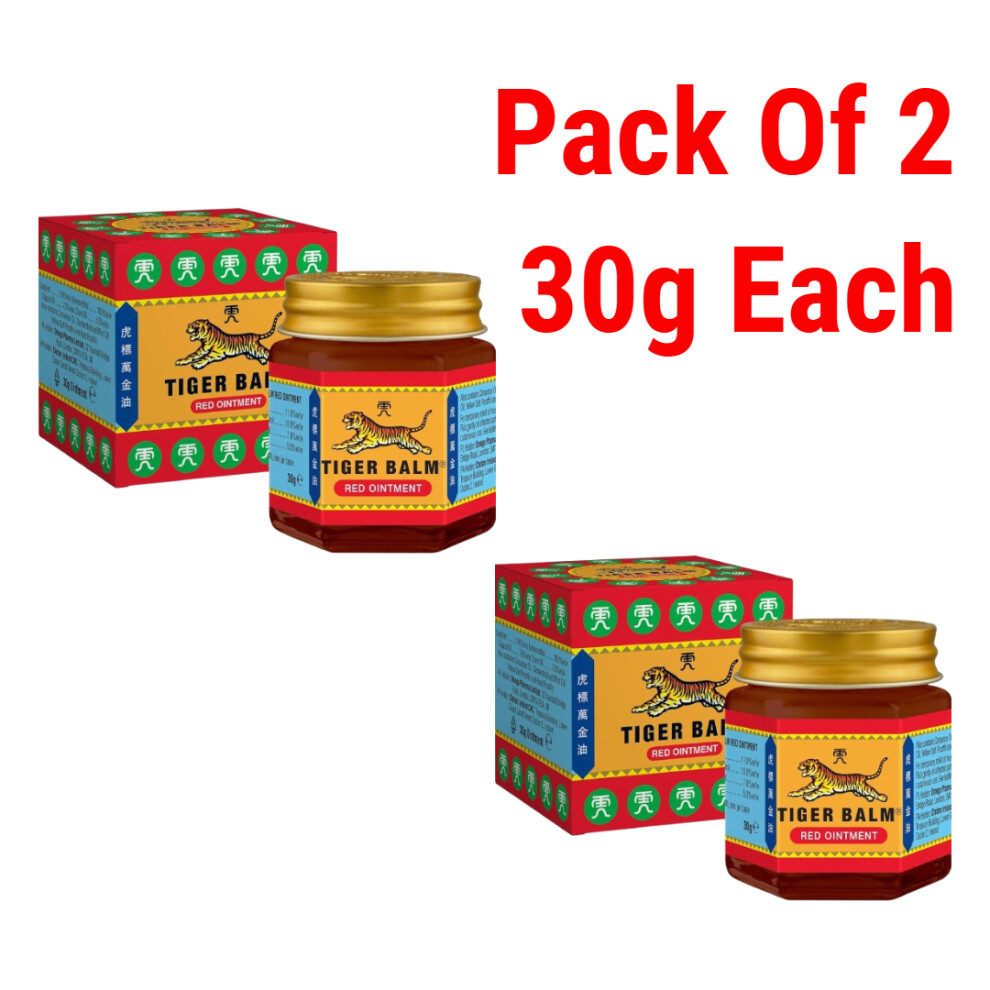 (Pack Of 2) Tiger Balm Pain Relief Balm - 30G Each Red