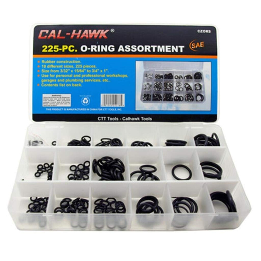 Cal Hawk Czors 225 O-Ring Assortment Kit Sae Pneumatic Air Rubber Hydraulic Tool Set 091044252784