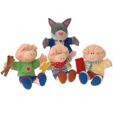Constructive Playthings """"The Three Little Pigs"""" Wolf and Pig Puppet Set from The Childhood Favorite Book