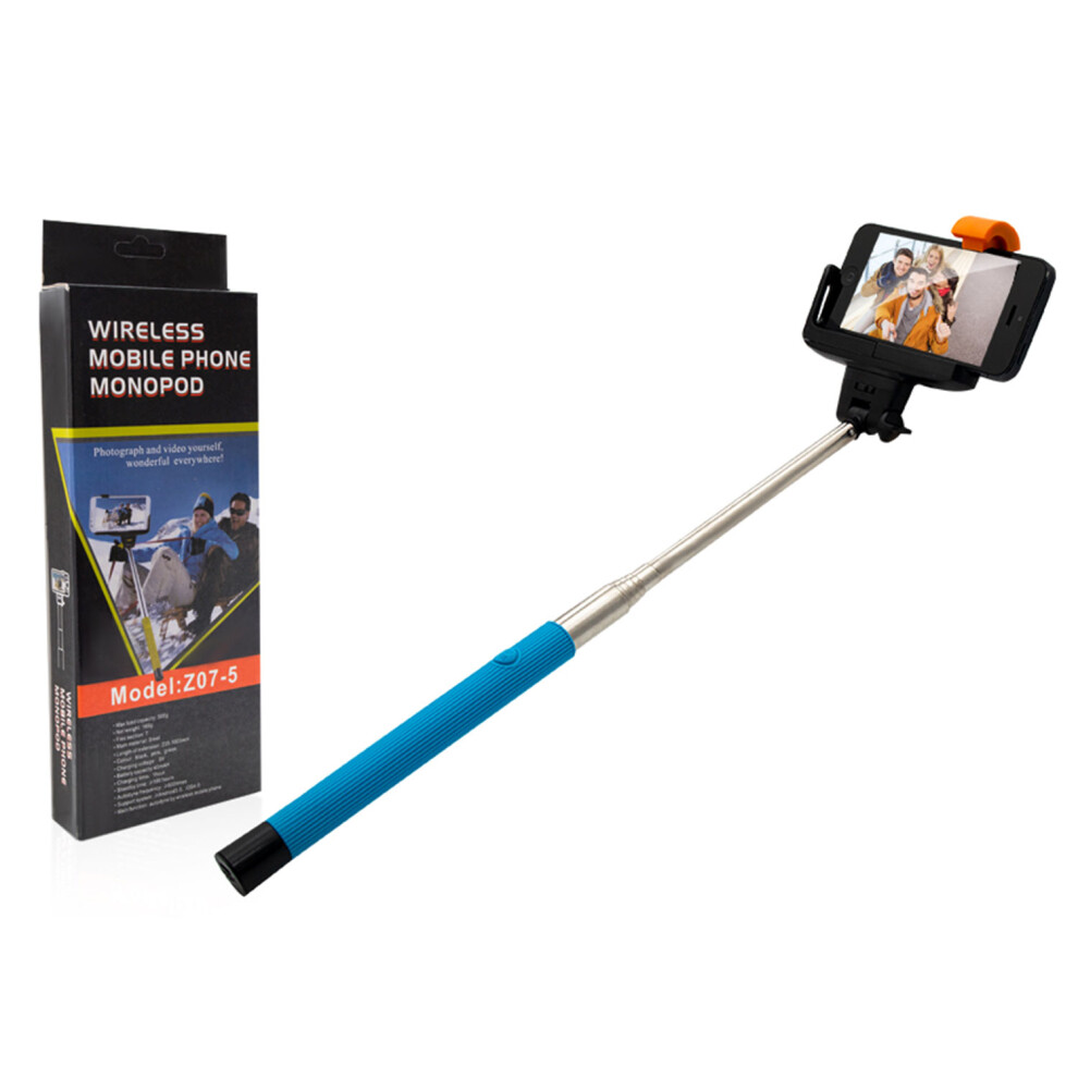 Aquarius Black Mini Selfie Stick Monopod with AUX Wire, Sky Blue