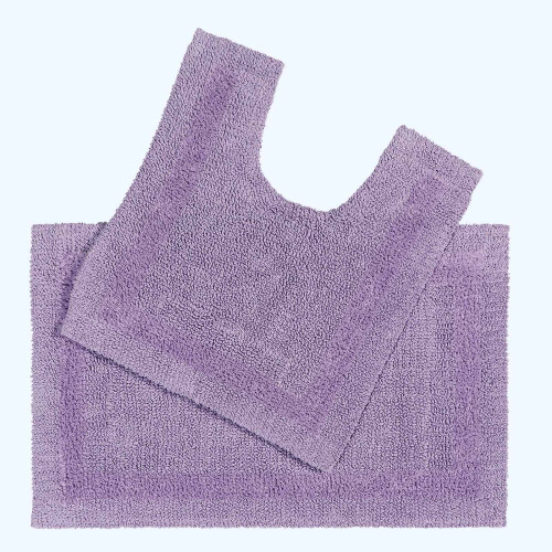 Homescapes (Lilac) Homescapes Luxury Reversible Cotton Bath Mat Set