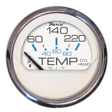 Faria 13806 chesapeake cyl Head Temperature gauge with Sender - White SS 2