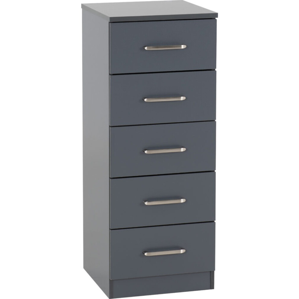 B&Q - Dakota 5 Drawer Narrow Chest Of Drawers Dark Grey - Image 6