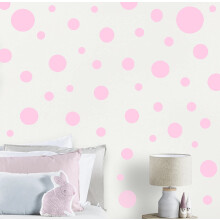 Pegatinas de pared de lunares, pegatinas decorativas de pared, pegatinas de vinilo con puntos circulares para habitaciσn (rosa suave)