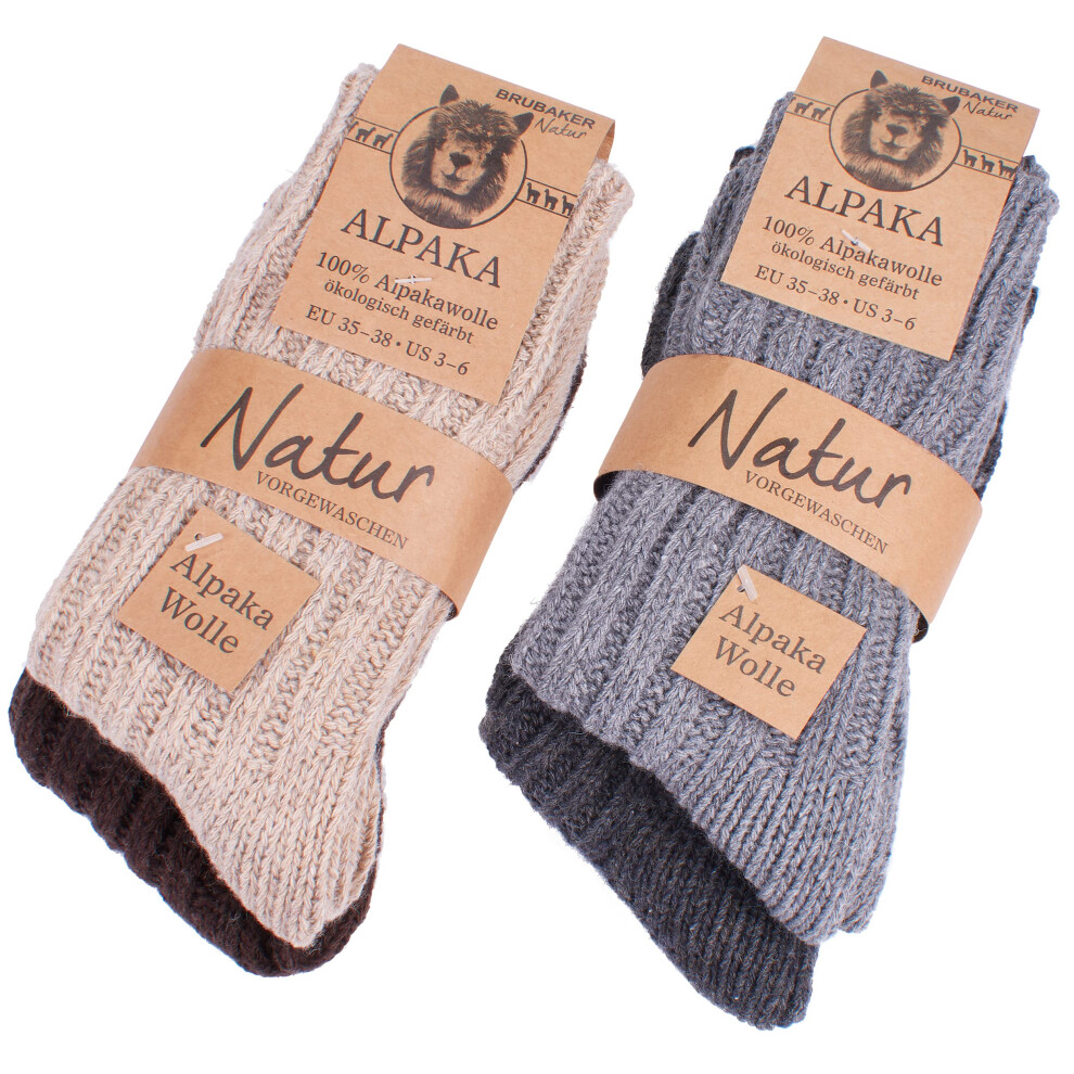 BRUBAKER Lot de 4 paires de chaussettes d'hiver    paisses en alpaga 100 % alpaga, m   lange de couleurs, pointures 43-46 (EU 43-46 / US 9-11,5, mult