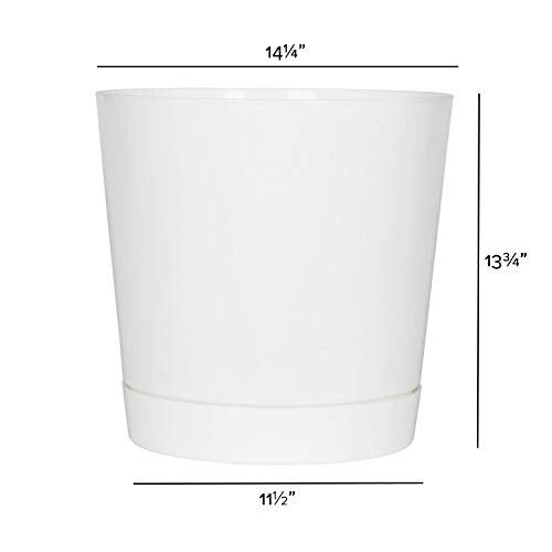Vaso Cilíndrico Majestoso Profundo, Branco Brilhante, 14 Polegadas (10142) 1