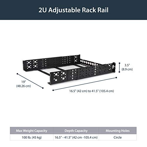 StarTech.com StarTech.com 2U Universal Rack Mount Rails - for 19in Server Rack Enclosure or Cabinet - Adjustable A/V Rack Rails UNIRAILS2U 1