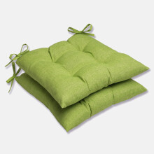 Pillow Perfect Pompeii Solid Indoor/Outdoor Wicker Patio Seat Cushion Reversible Weather and Fade Resistant Square Corner - 18.5"""" x 19"""" Green 2