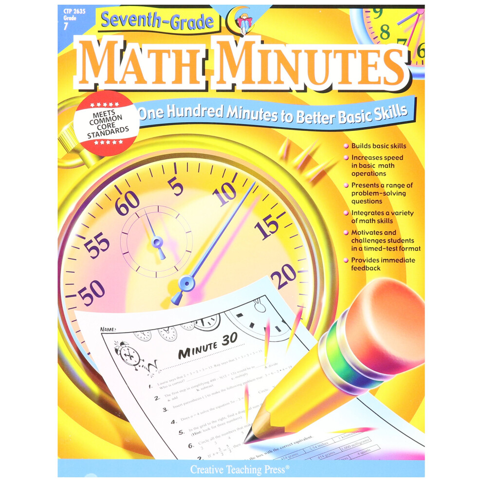 Creative Teaching Press Grade 7 Math Minutes Book