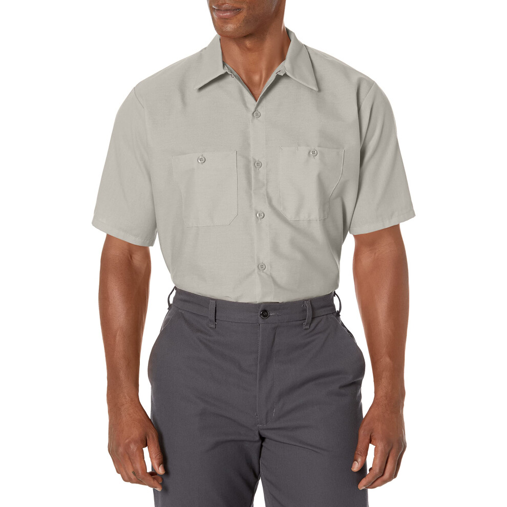 Red Kap Herren Industrie-Arbeitshemd, Regular Fit, Kurze Rmel, Hellgrau, 5X-Large-image