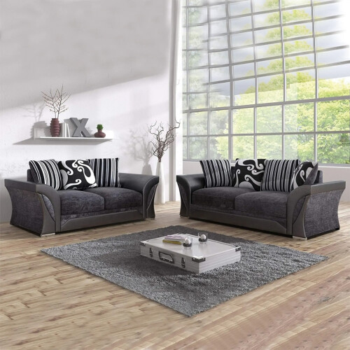 (Black & Grey, 3+2 seater) Modern Comfortable Corner sofa and sofa set