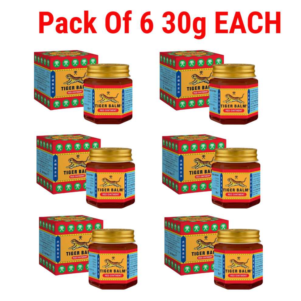 Red (Pack Of 6) Tiger Balm Pain Relief Balm - 30G Each