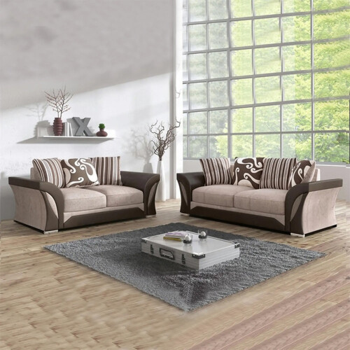 (Beige & Brown, 3+2 seater) Modern Comfortable Corner sofa and sofa set