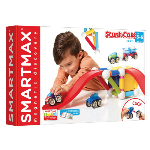 SmartMax Stunt Cars (Basic Stunt) Σετ Κατασκευής STEM με Μαγνητικά Οχήματα και Μεγάλες Κομμάτια 1