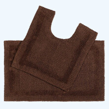 (Chocolate) Homescapes Luxury Reversible Cotton Bath Mat Set